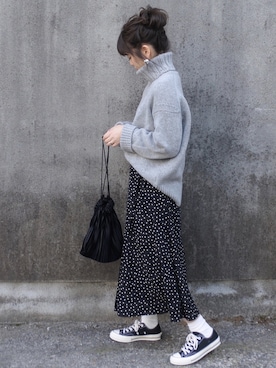 「GRL（グレイル）のアイテム（ピアス（両耳用））」を使った、maamin♡さん（レディース・156cm）の冬コーディネート