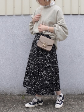 「GRL（グレイル）のアイテム（ピアス（両耳用））」を使った、maamin♡さん（レディース・156cm）の春コーディネート