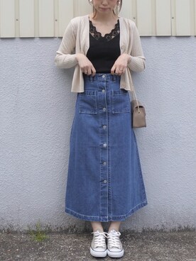 「GRL（グレイル）のアイテム（ピアス（両耳用））」を使った、maamin♡さん（レディース・156cm）の春コーディネート