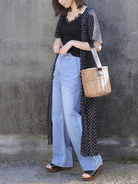 「GRL（グレイル）のバスケットカゴバッグ（かごバッグ）」を使った、maamin♡さん（レディース・156cm）の夏コーディネート