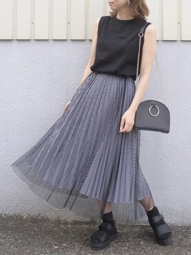 「SENSE OF PLACE by URBAN RESEARCH（センスオブプレイスバイアーバンリサーチ）のギンガムチェックリバーシブルスカート（スカート）」を使った、maamin♡さん（レディース・156cm）の夏コーディネート