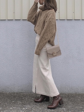 「GRL（グレイル）のアイテム（リング）」を使った、maamin♡さん（レディース・156cm）の冬コーディネート