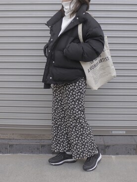 「DHOLIC（ディーホリック）のアイテム（ダウンジャケット/コート）」を使った、maamin♡さん（レディース・156cm）の冬コーディネート