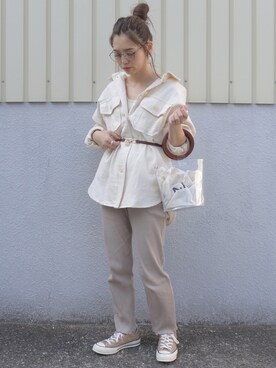 「LOWRYS FARM（ローリーズファーム）のアイテム（その他アウター）」を使った、maamin♡さん（レディース・156cm）の春コーディネート