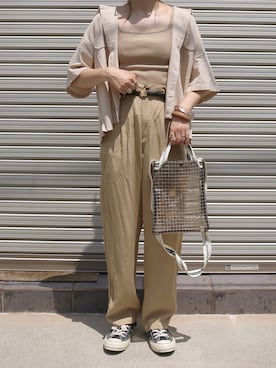 「LOWRYS FARM（ローリーズファーム）のショートＣＰＯシャツ　841006（シャツ/ブラウス）」を使った、maamin♡さん（レディース・155cm）の夏コーディネート