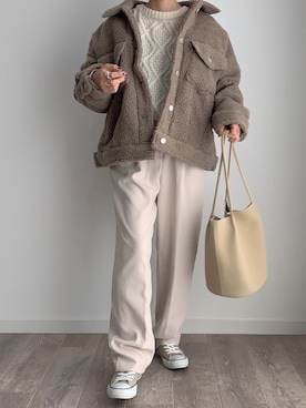 「GRL（グレイル）のケーブル編みニットトップス（ニット/セーター）」を使った、maamin♡さん（レディース・156cm）の冬コーディネート