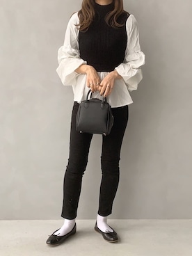 「FRAMeWORK（フレームワーク）のPORSELLI バレーシューズ◆（バレエシューズ）」を使った、maamin♡さん（レディース・156cm）の冬コーディネート