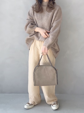 「GRL（グレイル）の2wayチェーンフラップバッグ（ハンドバッグ）」を使った、maamin♡さん（レディース・156cm）の冬コーディネート