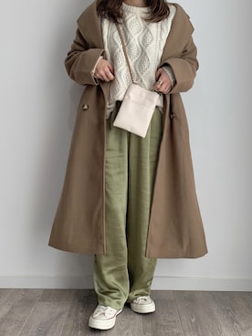 「ゆるニット」｜「アイテム（チェスターコート）」を使った、maamin♡さん（レディース・156cm）の冬コーディネート