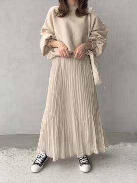 「DHOLIC（ディーホリック）のアイテム（スウェット）」を使った、maamin♡さん（レディース・156cm）の春コーディネート