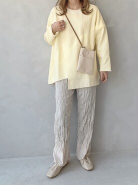 「Happy John（ハッピージョン）のアイテム（スウェット）」を使った、maamin♡さん（レディース・156cm）の春コーディネート