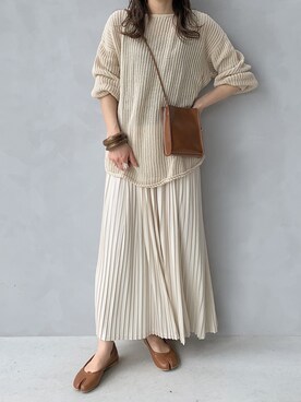 「LOWRYS FARM（ローリーズファーム）のウッドバングル　880326（バングル/リストバンド）」を使った、maamin♡さん（レディース・156cm）の春コーディネート