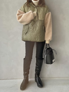 「Marient（マリエント）のアイテム（ダウンジャケット/コート）」を使った、maamin♡さん（レディース・156cm）の冬コーディネート