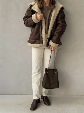「Starting Over（スターティングオーバー）のアイテム（ムートンコート）」を使った、maamin♡さん（レディース・156cm）の冬コーディネート