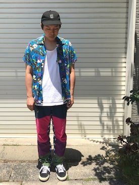 「VISION（ヴィジョン）のアイテム（トップス）」を使った、鳩ぴろさん（メンズ・171cm）の夏コーディネート