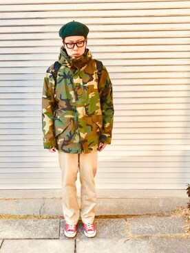 「オールスター」｜「アイテム（ハンチング/ベレー帽）」を使った、鳩ぴろさん（メンズ・171cm）の冬コーディネート