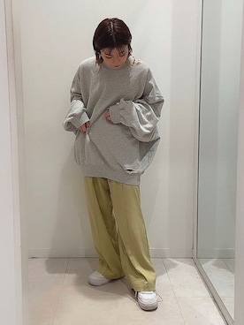 「AS KNOW AS PINKY（アズノゥアズピンキー）のアイテム（スウェット）」を使った、miraiさん（レディース・153cm）の春コーディネート