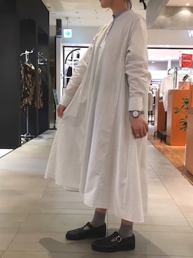 「時計」｜「アイテム（シャツワンピース）」を使った、NORDICFeeling天神店スタッフさん（レディース・164cm）の春コーディネート