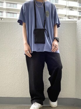 Tシャツ カットソー パープル系 を使った チノパン のメンズ人気ファッションコーディネート Wear