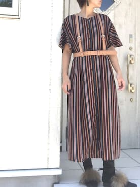 「GLOBAL WORK（グローバルワーク）の2WAYサックワンピース/762656（ワンピース、その他）」を使った、meeeyさん（レディース・163cm）の秋コーディネート