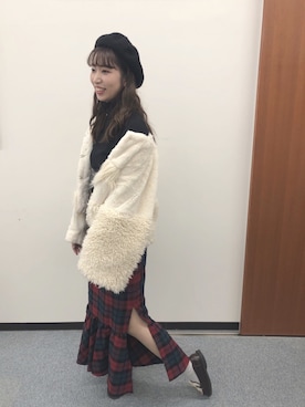 「RETRO GIRL（レトロガール）のアイテム（ハンチング/ベレー帽）」を使った、hiさん（レディース・166cm）の冬コーディネート