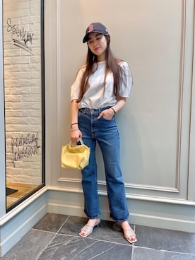 「RECOMMEND  ITEM STYLING」｜「アイテム（帽子）」を使った、Nanaka Yotsuyaさん（レディース・165cm）の夏コーディネート