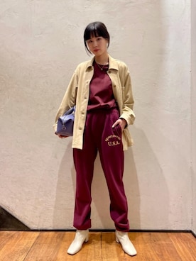「RECOMMEND  ITEM STYLING」｜「アイテム（スウェットパンツ）」を使った、Nanaka Yotsuyaさん（レディース・165cm）の秋コーディネート