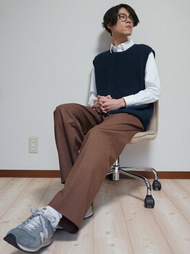 Masakiさんの「イージーケアジャージースリムフィットシャツ（長袖）」を使ったコーディネート