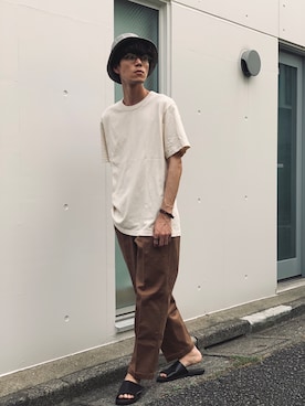 「COS（コス）のアイテム（サンダル）」を使った、Masakiさん（メンズ・179cm）の夏コーディネート