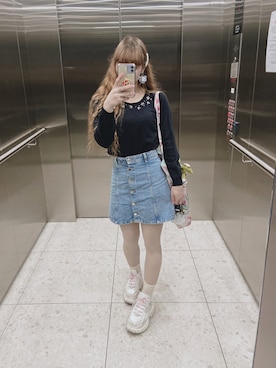 「blue」｜「アイテム（ニット/セーター）」を使った、bonniviwiiさん（レディース・153cm）の夏コーディネート