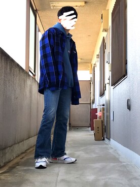 「ブルーコーデ」｜「アイテム（その他アウター）」を使った、麻呂さん（メンズ・171cm）の春コーディネート