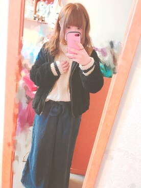 「お仕事スタイル」｜「アイテム（ブルゾン）」を使った、すず◡̈⋆さん（レディース・158cm）の冬コーディネート