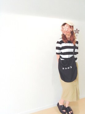 「ナチュラルスタイル」｜「アイテム（キャップ）」を使った、すず◡̈⋆さん（レディース・158cm）の夏コーディネート