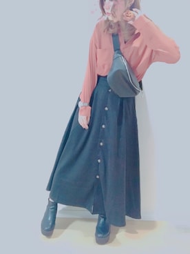 「アイテム（ピアス（片耳用）、オレンジ系）」を使った、すず◡̈⋆さん（レディース・158cm）の秋コーディネート