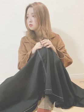 「ニットパーカー」｜「アイテム（ブルゾン）」を使った、すず◡̈⋆さん（レディース・158cm）の秋コーディネート