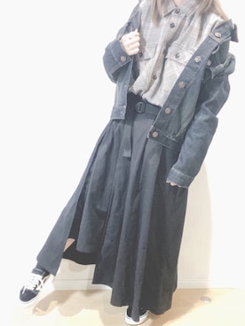 「EDWIN」｜「アイテム（スカート）」を使った、すず◡̈⋆さん（レディース・158cm）の冬コーディネート