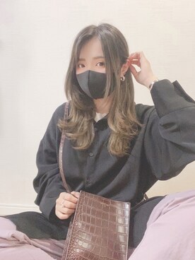 「PUNYUS（プニュズ）のアイテム（シャツワンピース）」を使った、すず◡̈⋆さん（レディース・158cm）の春コーディネート