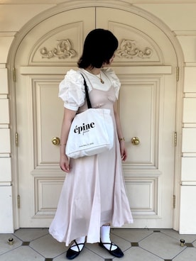 「one after another NICE CLAUP（ワンアフターアナザーナイスクラップ）のアイテム（ジャンパースカート）」を使った、hinapiyoさん（レディース・161cm）の夏コーディネート