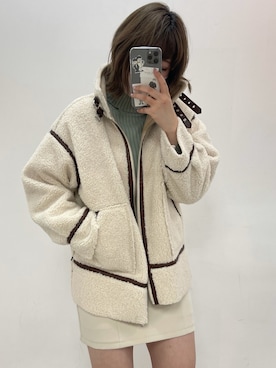 「one after another NICE CLAUP（ワンアフターアナザーナイスクラップ）のアイテム（ムートンコート）」を使った、hinapiyoさん（レディース・161cm）の冬コーディネート