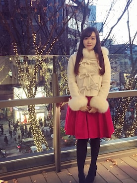 「リボンコート」｜yukiさん（レディース・158cm）の冬コーディネート