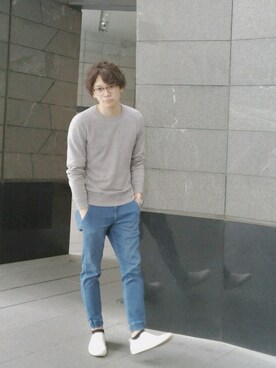 「新作」｜「アイテム（スリッポン）」を使った、smart編集部公式アカウントさん（メンズ・175cm）の春コーディネート