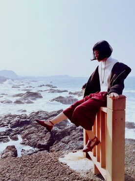 「Lulus（-）のアイテム（パンツ）」を使った、Uriさん（レディース・170cm）の冬コーディネート