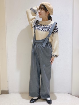「アシンメトリー」｜「アイテム（ハンチング/ベレー帽）」を使った、きょんさん（レディース・158cm）の冬コーディネート