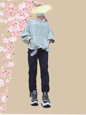 「titivate（ティティベイト）のアイテム（パーカー）」を使った、chanmaai8888さん（レディース・159cm）の春コーディネート