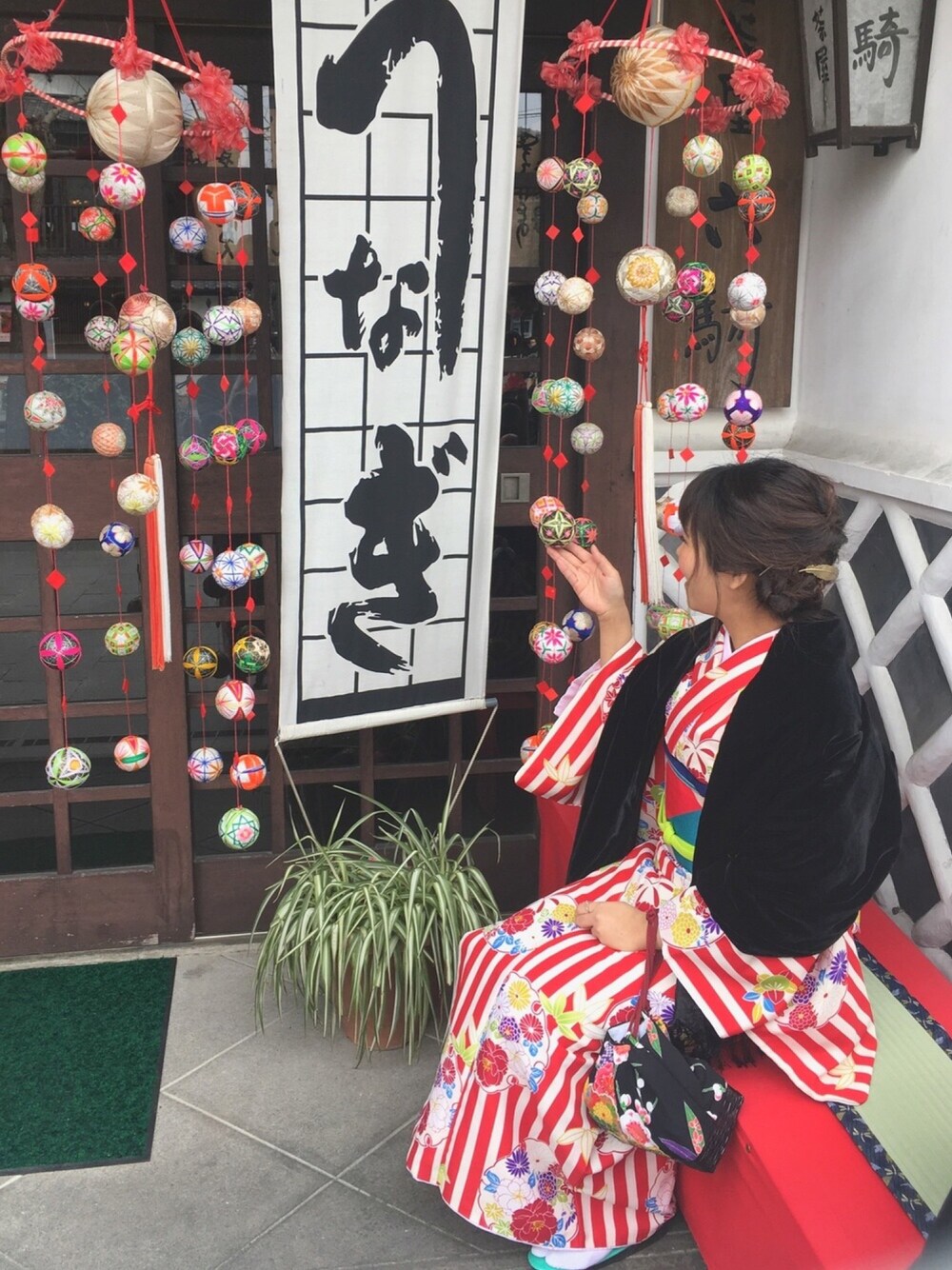 「着物、レンタル着物、ハイカラさんが通る、ストライプ、ひなまつり」｜「着物レンタルのアイテム（和装小物、その他）」を使った、Ｌlyさん（レディース・150cm）の春コーディネートの1枚目の写真