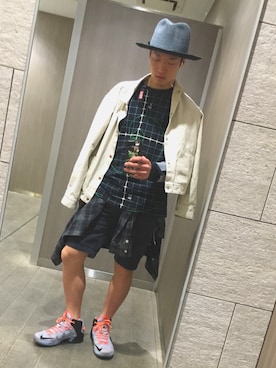 「OURET（オーレット）のアイテム（帽子）」を使った、rさん（メンズ・167cm）の夏コーディネート