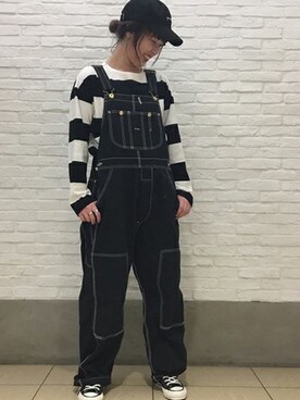 「relume」｜「アイテム（サロペット/オーバーオール）」を使った、JOURNAL STANDARD relume 新宿店 STAFFさん（レディース・158cm）の夏コーディネート