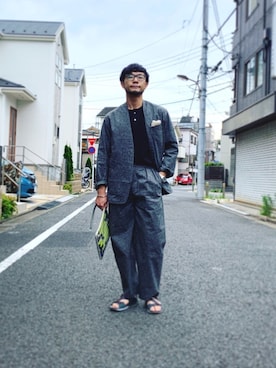 「Sig FREAK'S STORE（シグフリークスストア）のアイテム（テーラードジャケット）」を使った、aaaaymnkさん（メンズ・174cm）の夏コーディネート
