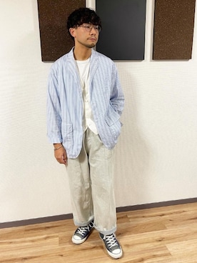 「アイテム（ベスト、ホワイト系）」を使った、aaaaymnkさん（メンズ・174cm）の夏コーディネート