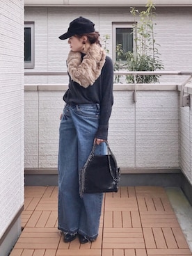 「Khaju（カージュ）のアイテム（キャップ）」を使った、Kay-teeeさん（レディース・150cm）の冬コーディネート